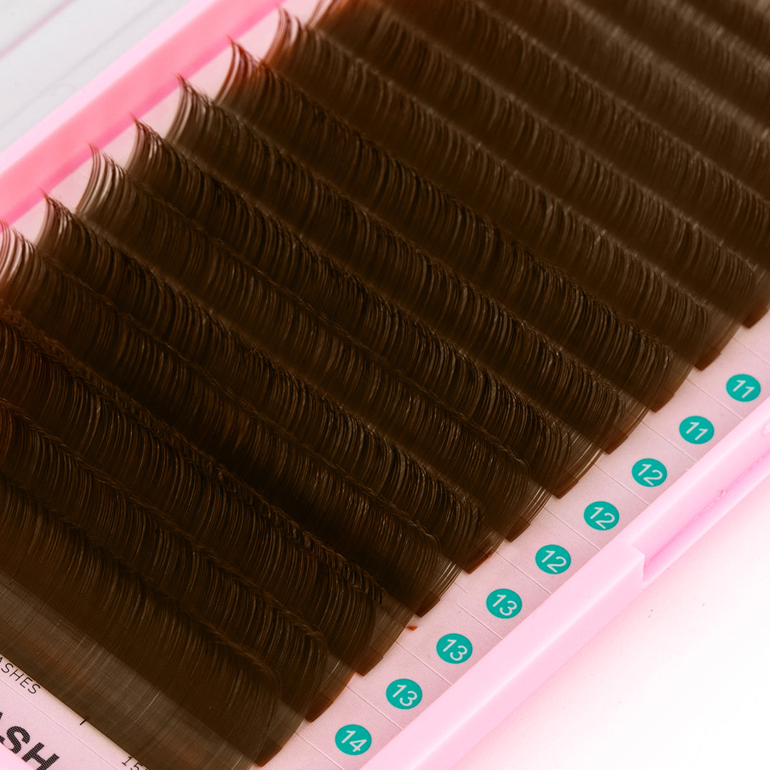 Premium Dark Brown Colored Volume Eyelash Extensions 0.07mm