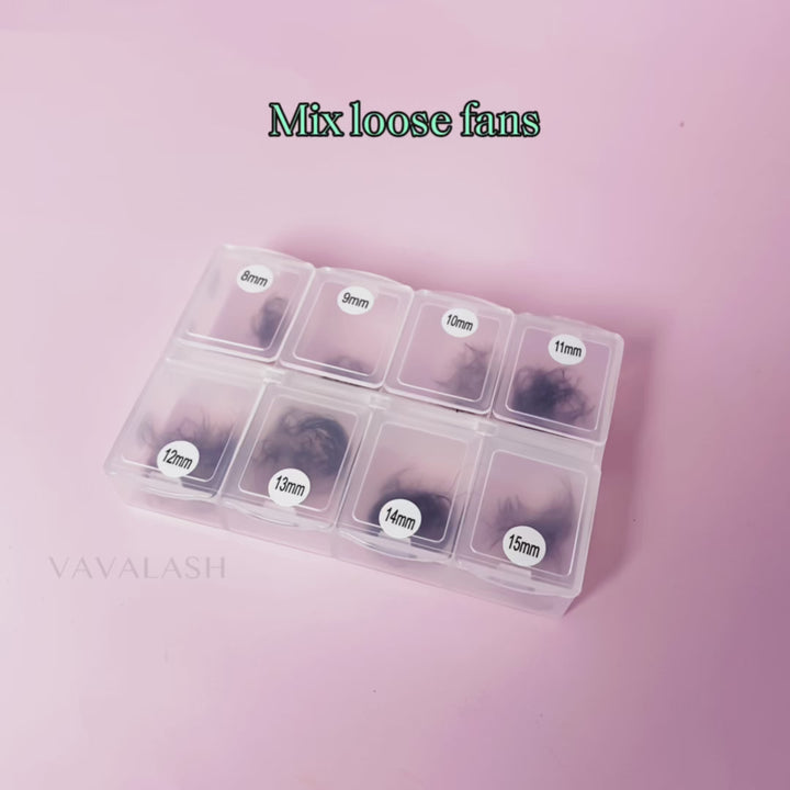 Premade Abanicos Sueltos Hechos a Mano 8-15MM Longitud Mixta (600 Abanicos)
