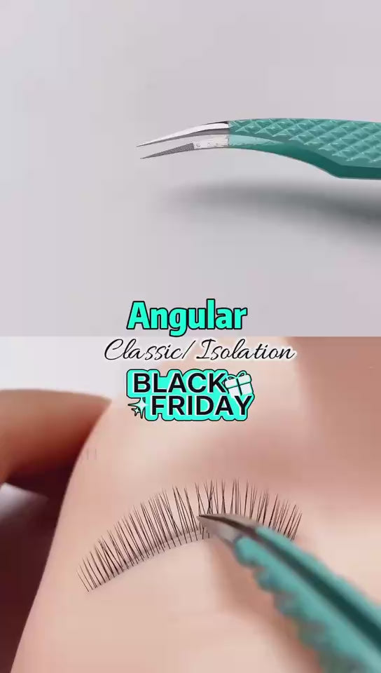 VG-02 Fiber Tip Blue Coated Curved Tweezers for Volume Lashes